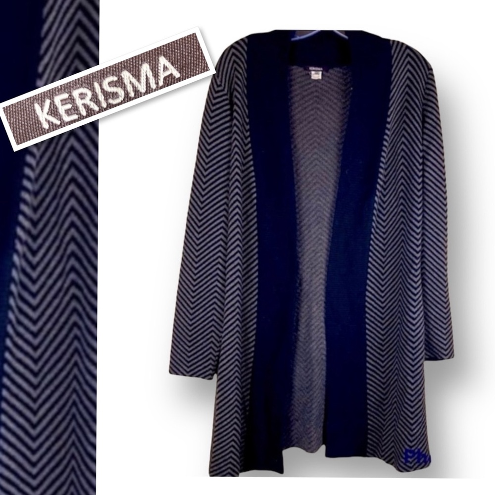 Kerisma Cashmere Blend Chevron Pattern Knit Open … - image 2